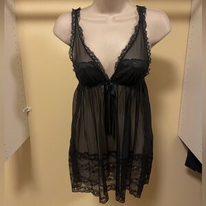 Victoria's Secret Sheer Black Lace Babydoll